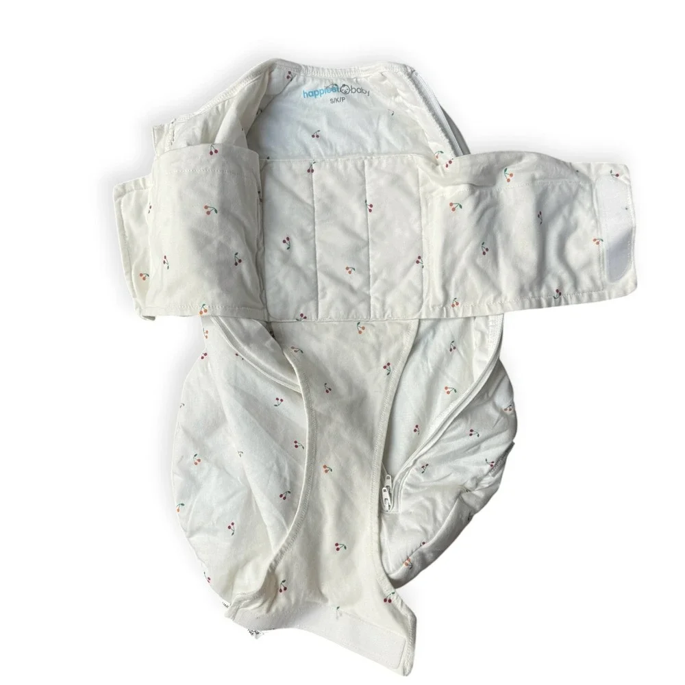 Happiest Baby SNOO Sack Swaddle Small 0-2M White Cherry Print Organic Cotton